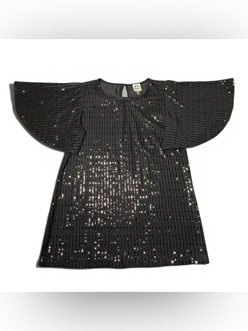 Anne Klein Black Sequin Top Size S Batwing Sleeve Evening Blouse NWT